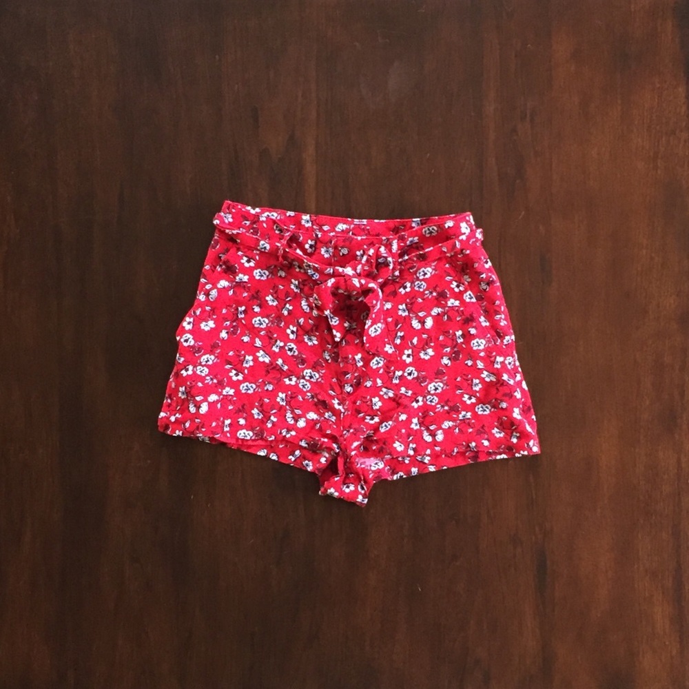 Red Floral Soft Shorts